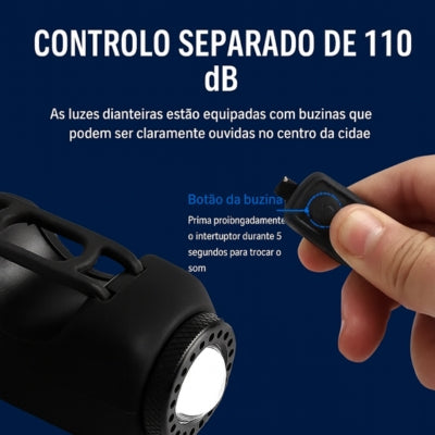 Luz e buzina 2 em 1 para bicicleta
