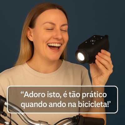 Luz e buzina 2 em 1 para bicicleta