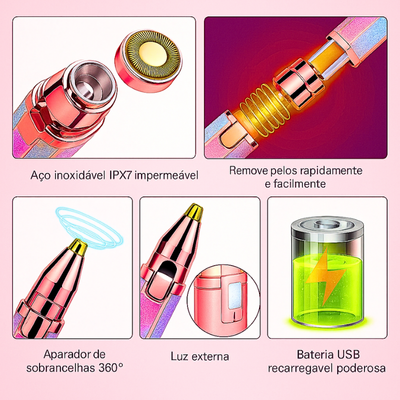 Aparador de sobrancelhas e depilador 2 em 1