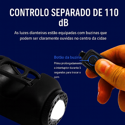 Luz e buzina 2 em 1 para bicicleta